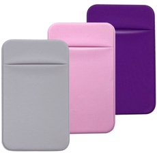 CKANDAY 3 Farben Handy-Kartenhalter mit Selbstklebendem Aufkleber für die Rückseite des Handys, Dehnbare Stoff-Kartenhüllen für Ausweise, Kreditkarten, Brieftasche, für Android-Smartphones