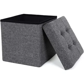 Songmics Sitzhocker mit Stauraum, Leinenoptik, dunkelgrau,