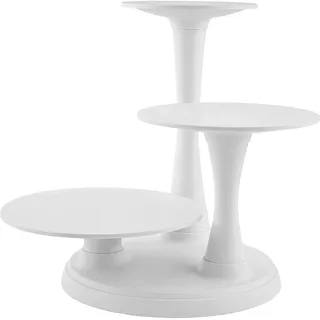 Wilton 3 Tier Pillar Cake Stand Tortenständer 3 Etagen, Schön Präsentierender Solider Tortenetagere für 3 Torten Kunststoff Kuchenständer - Ø 25 30 und 35 cm, Weiß