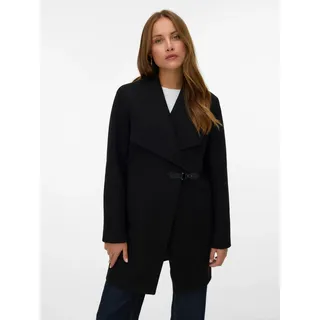 Kurzmantel VERO MODA "VMPOP NATTIE COAT GA BOO", Damen, Gr. XS, schwarz, Web, Obermaterial: 100% Polyester, unifarben, regular fit, V-Ausschnitt, Mäntel Kurzmantel