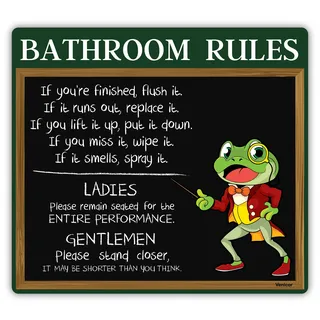 Venicor Frosch-Badezimmer-Dekor-Schild – 30.5 x 33 cm – lustige Badezimmerregeln – Frosch-Geschenke für Frosch-Liebhaber – Frosch-Tank-Dekorationen für Zuhause, Kröte, Poster, Aufkleber, Kuchen-Stuff