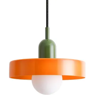 HJXDtech 25cm Rund Glas Pendelleuchte, Modern Buntes Glas Hängelampe mit Grün Akzent für Küchen, Esszimmer, Schlafzimmer & Café, E27-Fassung,180cm Verstellbares Kabel (Orange)