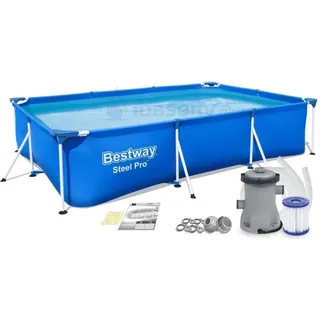 Bestway Steel Pro 3.00m x 2.01m x 66cm, Blau, 3300 l, Gerahmter Pool, Blau, 20,7 kg - Blau