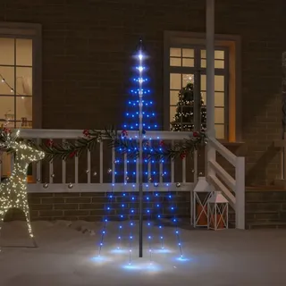 The Living Store LED-Weihnachtsbaum für Fahnenmast Blau 108 LEDs 180 cm - Blau