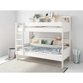 OTTO home »JAIME, TOPSELLER! Stockbett, mit Regalen, Schublade optional« ca. 186x115x204 Höhe/Breite/Länge, FSC® zertifiziertes Massivholz, viel Stauraum und Abstellfläche, weiß,