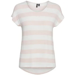 Vero Moda Damen VMWIDE Stripe S/L TOP GA JRS NOOS 10284474, Sepia Rose/Snow White, XL