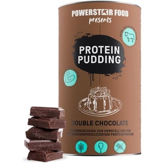 Powerstar PROTEIN PUDDING 420g | Höchster Proteingehalt 81,2% | Deutsche Herstellung | Pudding-Pulver ohne Zucker-Zusatz & ohne Kochen | Kalorienarm | Für Diät & Muskelaufbau | Double Chocolate