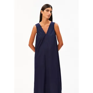 V-AUSSCHNITT POPLIN MAXI-KLEID |  100% Bio-Baumwolle - blau (M)