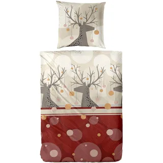 Primera Bettwäsche »Feinbiber-Bettwäsche Rudolph« 2 Stk. tlg. mit niedlichem Rentier-Motiv