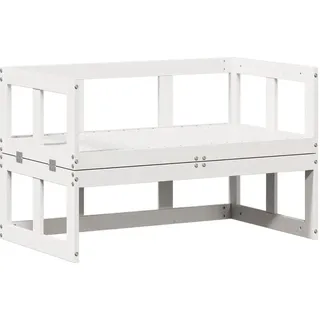 vidaXL 2-in-1 Gartensofa Verlängerbar Weiß Massivholz Kiefer - Weiß