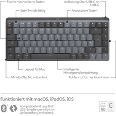 Bild von MX Mechanical Mini for Mac Space Gray, Kailh Choc V2 LOW PROFILE BROWN, Logi Bolt, USB/Bluetooth, DE (920-010832)