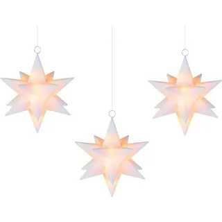 Galaxy - schwebende LED Sterne weiß, je 10 warmweiße/10 RGB LED, 13 cm, wertige Fernbedienung, umschaltbar warmweiß, Weiß