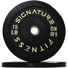 Signature Fitness Farbcodierte Hantelscheiben mit Stahlnabe, 5,1 cm, 100% Naturkautschuk