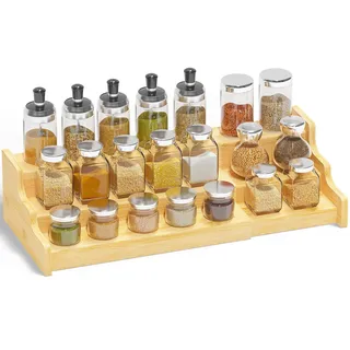Ruichang 3-stöckiges Ausziehbar Gewürzregal Stehend, Gewürz Organizer Gewürzgläser Organizer Spice Rack Gewürzregale für Küchen, Schrank (Natur)