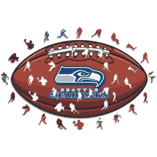 Iconic Puzzles, Seattle Seahawks Crest, 100% ökologisch nachhaltiges Holzpuzzle mit offizieller Lizenz, Größe S, 150 Teile