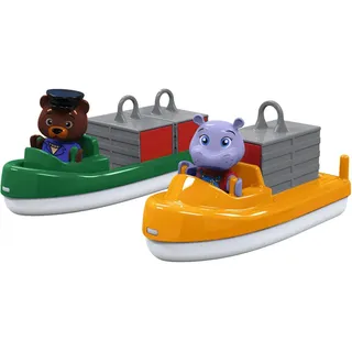 Big AquaPlay - Container- & Transportboot - Zubehör für AquaPlay Wasserbahnen oder für die Badewanne, 2 Boote, Container und BO und Wilma, für Kinder ab 3 Jahren, 8700000271, Bunt