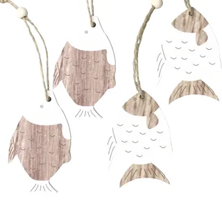 Hezhou 4 Pcs Fish Wooden Handgeschnitzte Wandkunst Holzfische Maritime Wanddeko Hängedeko Nautische Hölzerne Fisch Dekoration Hängende Holz Fisch Deko Zuhause Nautische Wand Strand Thema (A)