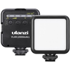 Ulanzi VL49 Mini LED Lampe für Smartphone und Kamera mit Einstellbarer Helligkeit 5500K CR95+ und 2000mAh Akku