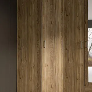 Forte ECONOBOX 2 Eckkleiderschrank 90, 1-türiger Drehtürenschrank, Holzwerkstoff, Mauvella Eiche Dekor, 89,5 cm breit, 210,5 cm hoch, 89,4 cm tief