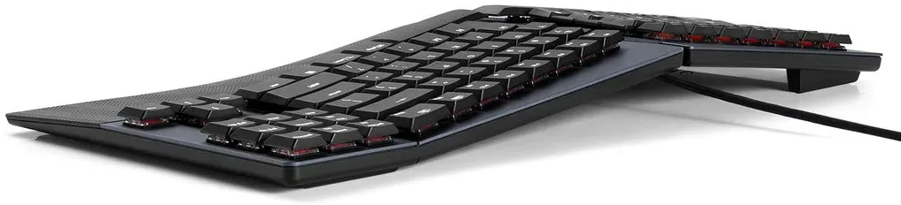 Bild von PERIBOARD-335 DE, Kabelgebundene ergonomische mechanische Tastatur – Low-Profile Blue Clicky Switches – Programmierbare Funktion – Kompatibel mit Windows und Mac OS X – Deutsch QWERTZ