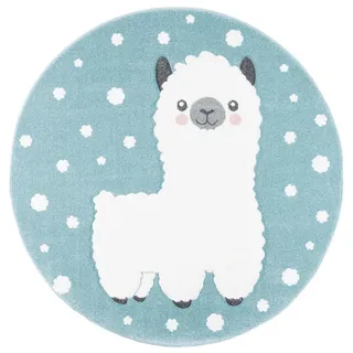 Pergamon Kinder Teppich Maui Kids Alpaka Pastell Rund Blau Textil, , Rund , 200x200 cm,