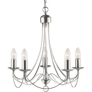 Searchlight Maypole Stahl Silber 5 Lichter E14 Industrial-Nordic Kronleuchter