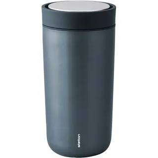 Stelton to-Go Click - Thermobecher, doppelwandige Isolierflasche - Rostfreier, auslaufsicherer Kaffeebecher/Teebecher mit Smart-Click-Deckel - Heiße & kalte Getränke - 0,4 Liter, Dark Blue Metallic