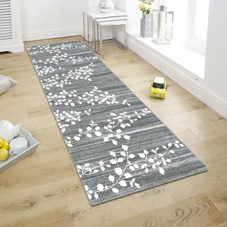 WTHYGB Teppich Läufer Flur Teppichläufer Küchenläufer Küche Teppiche rutschfest Waschbar Bettvorleger für Flur Waschküche, 60x180cm Grau Blau
