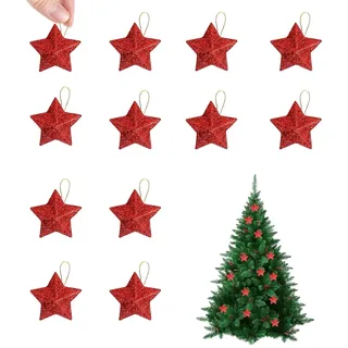 12 Stück Weihnachtsbaum Stern Deko Weihnachtsbaum Deko Weihnachtsstern Christbaumschmuck Weihnachtsschmuck Baum Weihnachtssterne Baumschmuck Weihnachten Weihnachtsdeko Baum Stern Anhänger Aufhänger