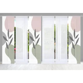 Schiebegardine HOME IN GREEN "FRONDA" Gr. 1, grün (grün, rosa), B:60cm H:245cm, Polyester, Gardinen, Schiebegardine, SET DIGITALDRUCK,BAMBUSOPTIK RECYCELT