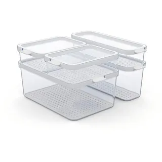 Rotho Kühlschrankbox , Weiß , Kunststoff , 28.4x17x29.2 cm , BPA-frei, Reach, DIN EN ISO 14001, DIN EN ISO 9001 , Küchenzubehör, Vorratsbehälter, Frischhaltedosen