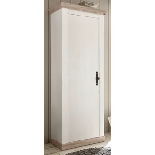 Garderobenschrank "Rovola" Pinie weiß / Oslo Pinie Landhaus Garderobe Schuhschrank - Weiß, Naturbelassen