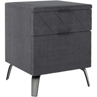 Esposa Nachtkästchen , Dunkelgrau , Metall , 2 Schublade(n) Schubladen , 44x55x44 cm , Typenauswahl , Schlafzimmer, Nachtkästchen