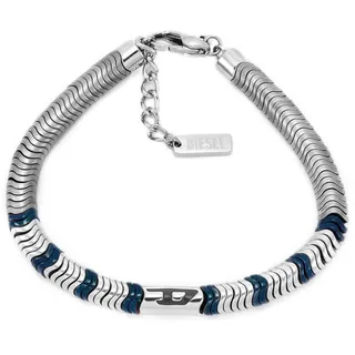 Diesel Herren D Logo Silberfarbenes Edelstahl Armband, DX1574931