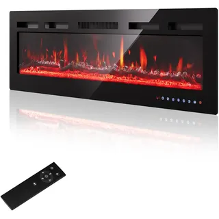 PURFINO 40"/102cm Elektrokamin Wandkamin - Einstellbare 12 Farben LED Flamme & Knistereffekt, 900W/1500W Elektro Kamin mit Heizung und 15-30°C Thermostat, Intuitiver Touchscreen & Fernbedienung