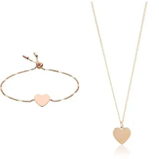 Fossil Kette mit Anhänger »Schmuck Edelstahl HEART VINTAGE ICONIC Herz rosegold