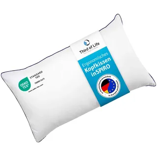 Kopfkissen 40x70 inSPIRO, Premium Kissen von Schlafexperten entwickelt, Ergonomisches Schlafkissen für Seitenschläfer, Rückenschläfer, Bauchschläfer, Ideales HWS Nackenstützkissen, Pillow made in EU