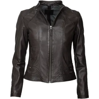 Lederjacke MUSTANG "Lederjacke Blanca", Damen, Gr. XXL, braun (schwarz braun), Obermaterial: 100% Lammleder LEL. Futter: 100% Baumwolle CO., Jacken Lederjacke