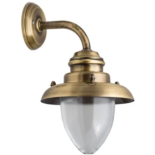 Premium Wandleuchte Messing Glas rostfrei IP43 Maritime Außenlampe Haus Hof