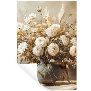 MuchoWow Wandtattoo Blumen - Vase - Stilleben - Beige 80x120 cm , Creme , Kunststoff , Rechteckig , 80x120x0.1 cm , Tapeten & Wandverkleidungen, Wandtattoos & Sticker