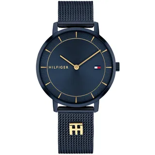 Tommy Hilfiger Zwei-Zeiger-Quarzwerk-Uhr für Damen mit Marinblaues Edelstahl-Mesh-Gliederarmband - 1782740