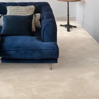 Andiamo Teppichboden "Levin, Velours, Gesamthöhe 10 mm, Luxusklasse LC2" rechteckig Uni Farben, Breite 400 cm oder 500 cm, weiche Qualität, hellbeige