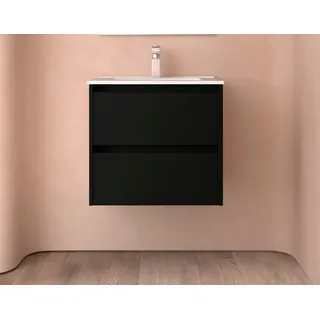 Noja Unterschrank 600 2 Schubladen + Waschbecken Black Satin