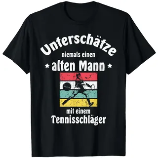 Herren Tennis Tennisschläger Tennisball Pensionär Rentner T-Shirt