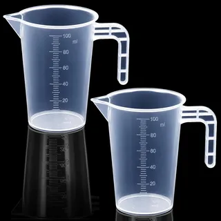 2 Stück 100ml Messbecher Set, Präzisions Measuring Cups | Transparent Messbecher mit Waage und Griff, Mini, Hitzebeständig, für Waschmittel, Küche Backen, Labor, Kochen