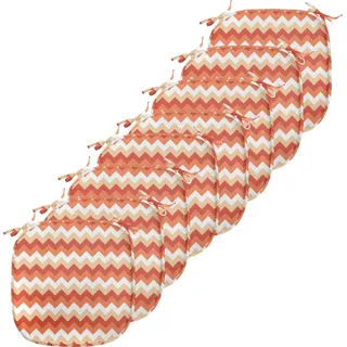 ABAKUHAUS Koralle Polster für Esszimmerstühle, Chevron Arrows Geometric, Dekoratives wasserfestes Kissen mit Riemen für Küchensitze, 40 cm x 40 cm-8er Pack, Orange Coral Weiß