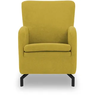 DOMO. collection Sessel Franca, Polstersessel mit hoher Rückenlehne und Metallfüßen, Einzelsessel, Armsessel 68 x 82 x 93 cm (BxTxH), gelb