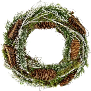 I.GE.A. Kunstkranz »Natur-Kranz Tannenzweige/Zapfen/Reisig« Weihnachtskranz Dekokranz Kranz Adventskranz Türkranz Weihnachtsdeko, beige