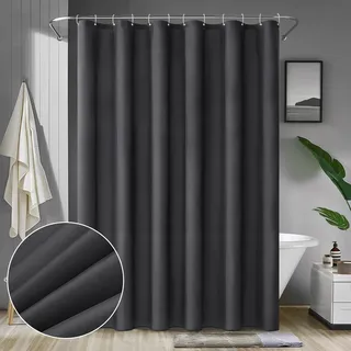 MIULEE Duschvorhang 200x240cm Dunkelgrau Wasserdicht Badvorhang Anti-schimmel und Textil Waschbar Schnelltrocknend Badezimmer für Badewanne und Dusche Duschvorhänge mit 14 Duschvorhangringe