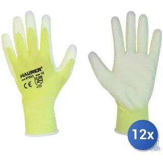12x Maurer Handschuhe Touch Kellerabdichtung mit Polyurethan Weiß Warn ' Size